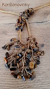 Náhrdelníky - Šitý korálkový náhrdelnik z minerálu Tigrie oko - 14306284_