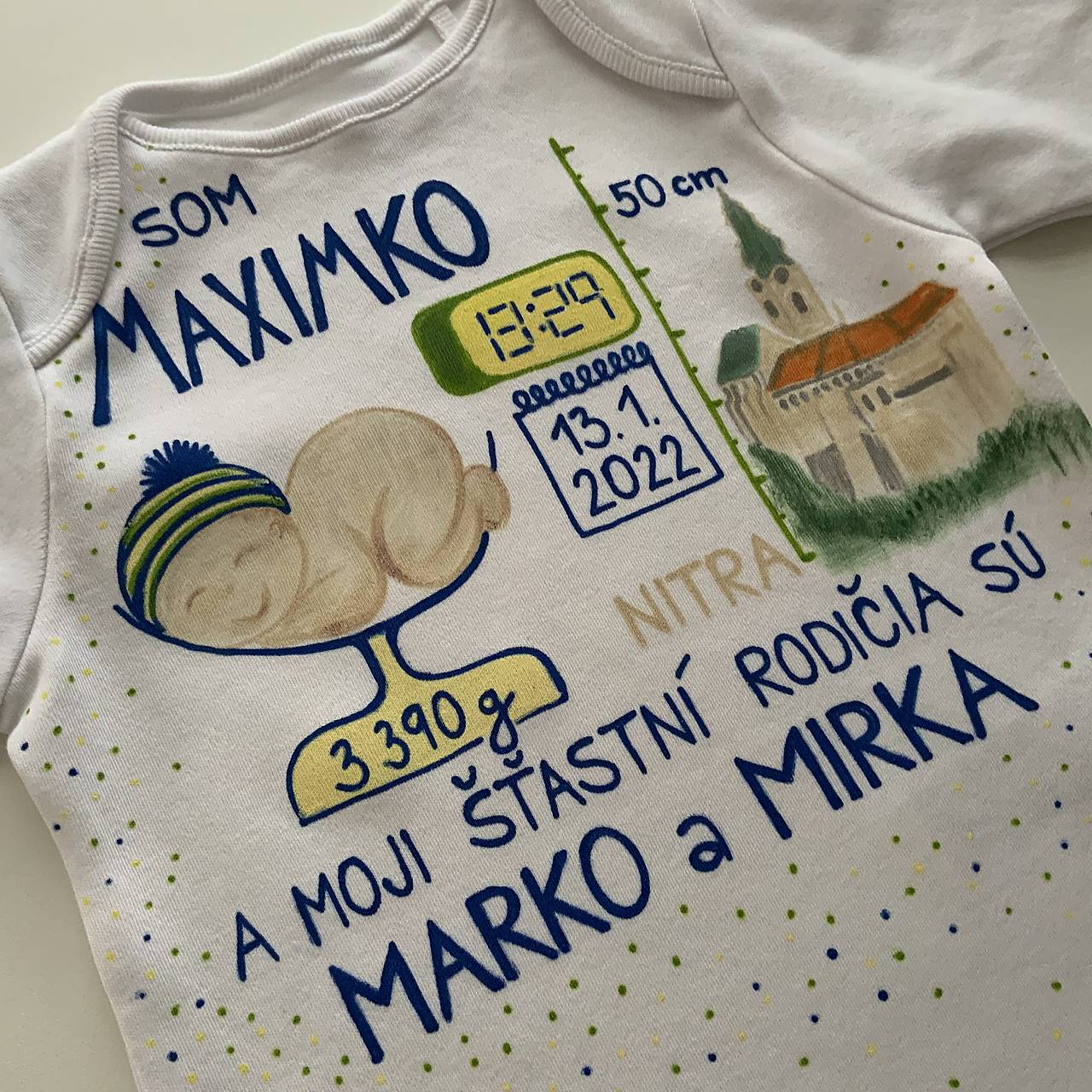 Originálne maľované body k narodeniu bábätka (chlapčenské 4 (Nitra))