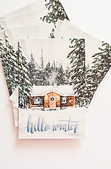 Papier - Pohľadnica "Hello winter" - 14305672_