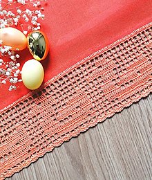 Úžitkový textil - Utierka s háčkovanou krajkou, oranžová - 14305152_