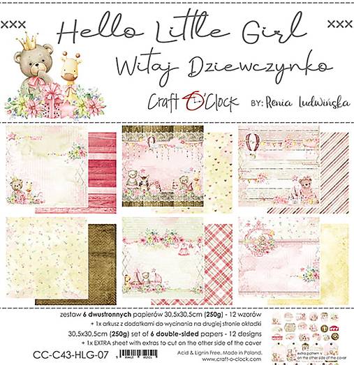 Scrapbook papier Hello Little Girl 12 x 12