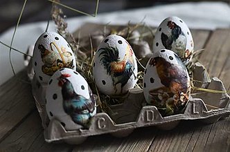 Dekorácie - Veľkonočné vajíčka - sliepočky a kohútikovia - 14309789_