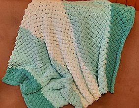 Úžitkový textil - Zelená deka z Alize puffy - 14309554_