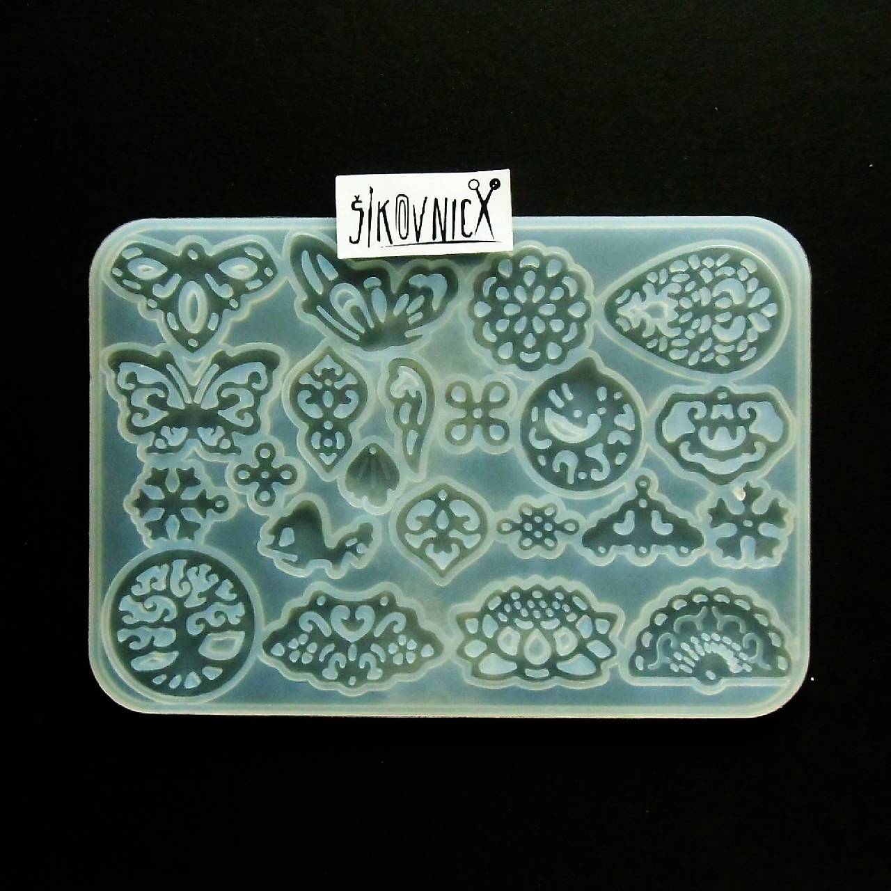 Silikónová  forma, filigrány, 14,3x10 cm