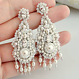 Náušnice - Luxusné krajkované náušnice s visiacimi perličkami (Ag925) - 14309163_