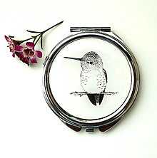 Zrkadielka - Vreckové zrkadielko - kolibrík černobílý  - 14312428_