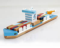 Hračky - Drevená kontajnerová loď - Hračka lodička - 14312049_