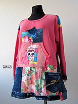 Šaty - Krátke ružové džínsové mikinové šaty-Street Style - 14312895_
