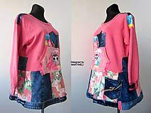 Šaty - Krátke ružové džínsové mikinové šaty-Street Style - 14312898_