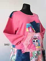 Šaty - Krátke ružové džínsové mikinové šaty-Street Style - 14312900_
