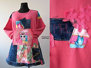Šaty - Krátke ružové džínsové mikinové šaty-Street Style - 14312893_