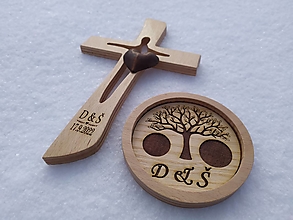 Dekorácie - Svadobný drevený krížik - 14316473_