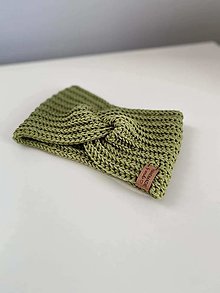 Čiapky, čelenky, klobúky - turban čelenka - olivovo zelená, 100% merino - 14316026_