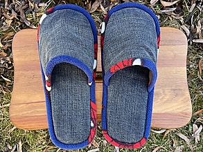 Ponožky, pančuchy, obuv - Modré riflové papuče  - 14316251_