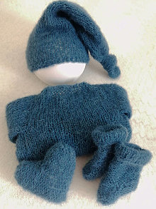 Detské oblečenie - Newborn modrý set - body, ponožtičky, čiapočka, srdiečko - 14313551_