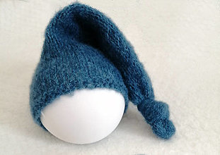 Detské oblečenie - Newborn modrý set - body, ponožtičky, čiapočka, srdiečko (Čiapočka sleepy hat s uzlíkom) - 14313558_