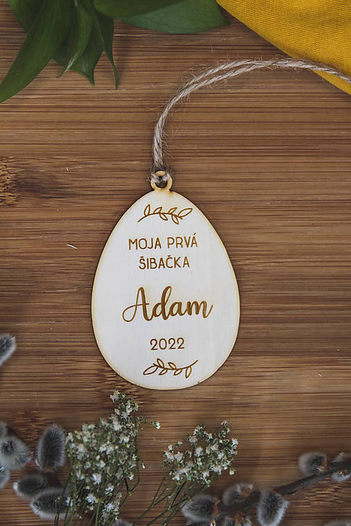 Dekorácie - Veľkonočné vajíčko MOJA PRVÁ VEĽKÁ NOC (MOJA PRVÁ ŠIBAČKA) - 14316042_