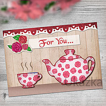 Papiernictvo - Pohľadnica Čaj poobede (ruže) - 14314871_