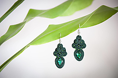 Green Norah - Ručne šité šujtášové náušnice - Soutache earrings