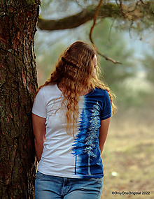 Topy, tričká, tielka - Dámske tričko batikované, maľované ZIMNÉ ♀ - 14318475_