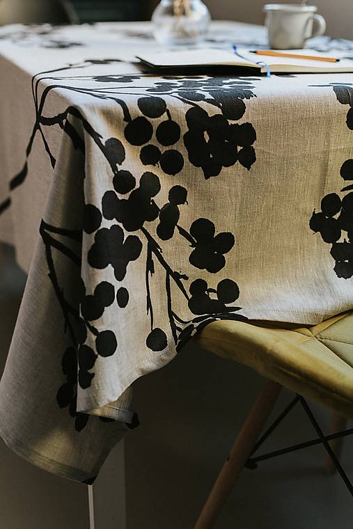 Úžitkový textil - Lněný ubrus - ,,Jarabina" - zakázka - 14318568_