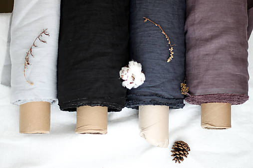 Textil - 100 % ľan predpraný, mäkčený prémiový európsky ľan - cena za 0,5m (prašná fialová (levanduľa) Ľ16) - 14318474_
