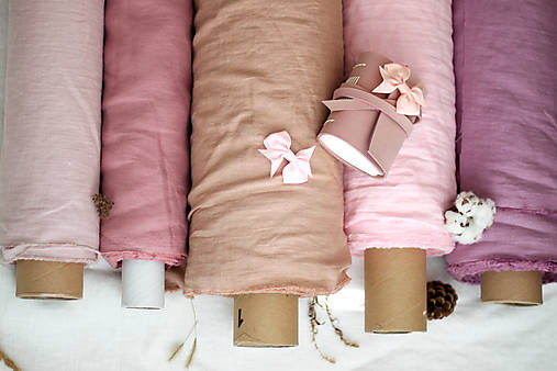 Textil - 100 % ľan predpraný, mäkčený prémiový európsky ľan - cena za 0,5m (prašná ružová Ľ30) - 14318515_