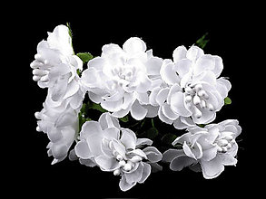 Polotovary - Umelý kvet na drôtiku 6 ks (biela) - 14317798_