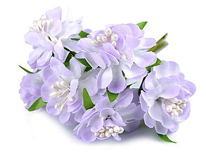 Polotovary - Umelý kvet na drôtiku 6 ks (fialová) - 14317808_