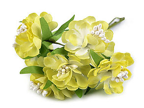 Polotovary - Umelý kvet na drôtiku 6 ks (žltá) - 14317811_