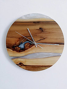 Hodiny - Nástenné drevené hodiny orech, epoxid - 14319860_