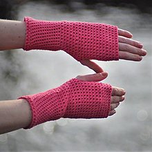 Rukavice - Rúžové bavlnené rukavice - 14321606_