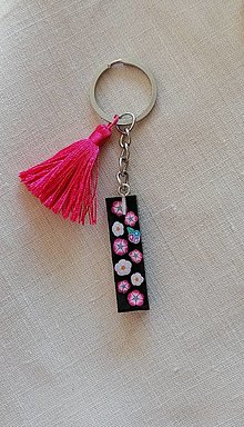 Kľúčenky - kľúčenka - písmeno I (s ružovým strapcom) - 14321763_