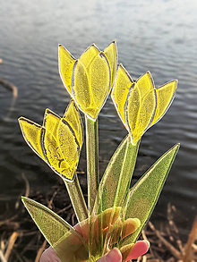 Dekorácie - Žltý sklenený tulipán - 14322939_