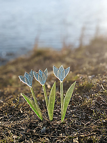 Dekorácie - Modrý sklenený tulipán - 14322959_