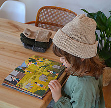 Detské čiapky - Tweed...smotanová - 14321172_
