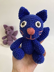 Hračky - háčkované mačky,mačičky  (modrá) - 14322917_