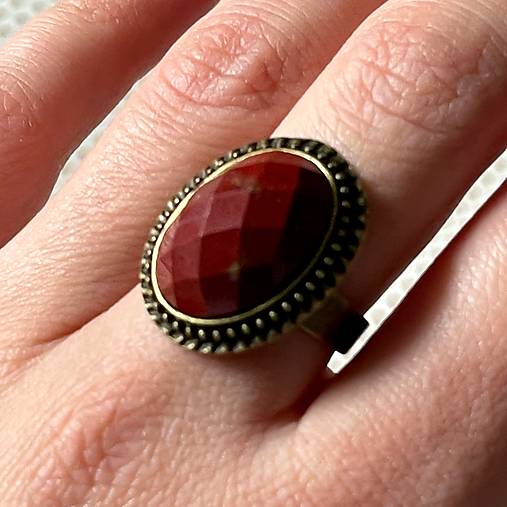 Faceted Blood Red Jasper Vintage Ring / Prsteň s jaspisom ohnivým vintage