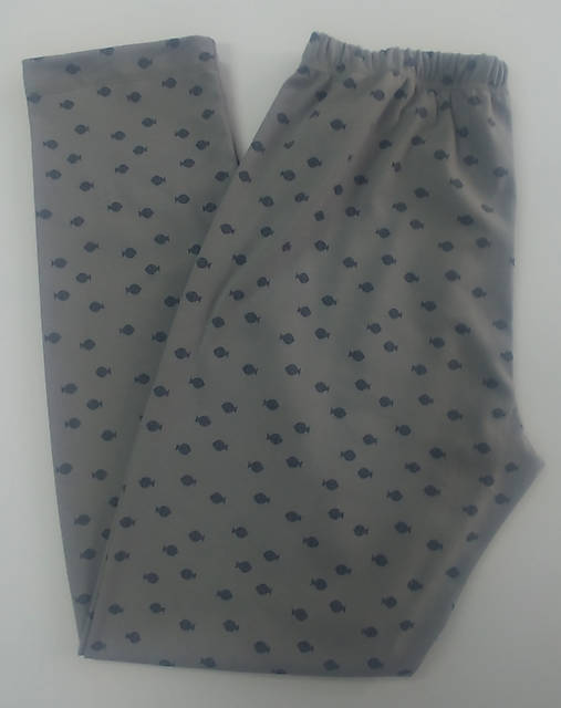 Pánske pyžamové nohavice šedé vzor modré rybky