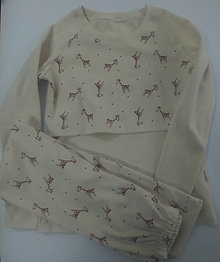 Oblečenie na dojčenie - Dámske dojčiace pyžamo z biobavlny vzor žirafka - 14325420_