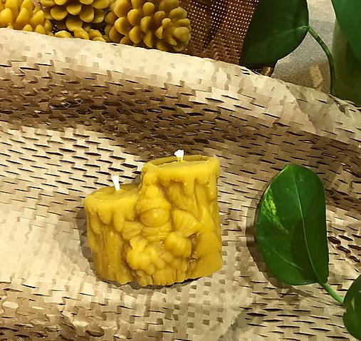 Sviečky - DVOJITÁ SVIEČKA 155g, sviečka zo včelieho vosku - 14327077_