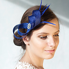 Ozdoby do vlasov - Kráľovská modrá ozdoba do vlasov, modistický fascinátor - 14332151_