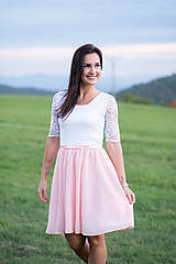 Šaty - Spoločenské šaty – MAMA A DCÉRA – bielo ružové - 14329446_