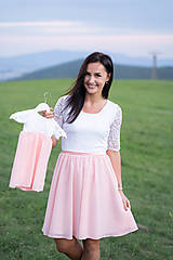 Šaty - Spoločenské šaty – MAMA A DCÉRA – bielo ružové - 14329449_