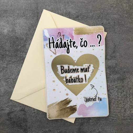 Detské doplnky - Stierateľné oznámenie - budeme mať bábätko - 14329435_