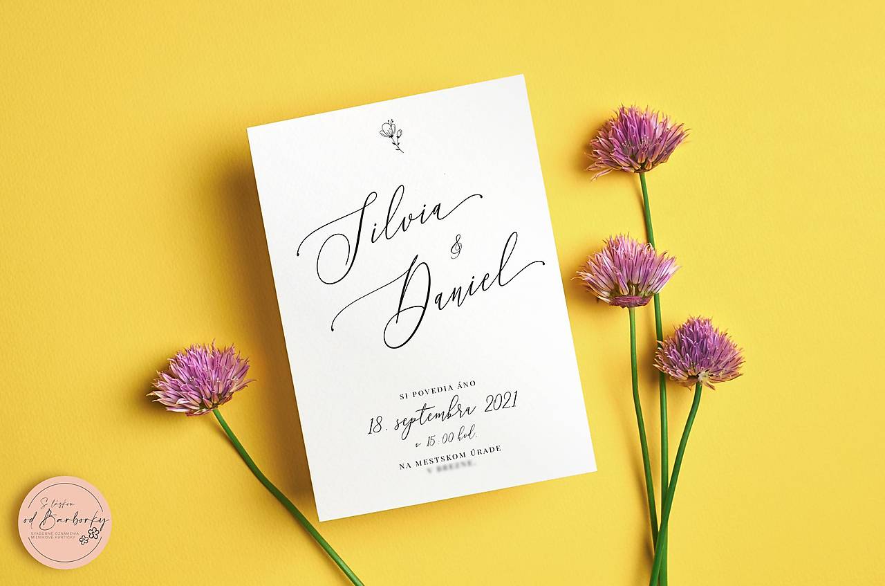 Svadobné oznámenie #81 (LEPIACA ETIKETA NA výslužku (vodeodolná))