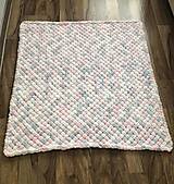 Detský textil - Puffy deka do kočíka 100x100cm ružovo-bielo-sivá - 14330583_
