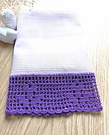 Úžitkový textil - Utierka s háčkovanou krajkou, fialová - 14328516_
