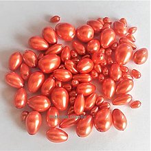 Korálky - voskované perly-kvapky - 50gramov (Oranžová) - 14328409_
