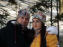 Čiapky, čelenky, klobúky - Ty a ja - dva dizajnové úpletové sety milujeme Československo farebné - 14335588_